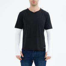 Load image into Gallery viewer, Twin Pack Unisex UV Protective Cooling Arm Sleeves with Thumb Holes UPF 50+ Two Pairs White/Black L