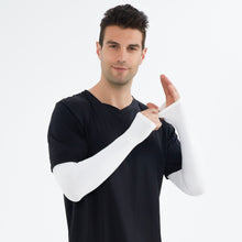 将图片加载到图库查看器，Unisex UV Protective Cooling Arm Sleeves with Thumb Holes A Pair UPF 50+ Sun Protection L
